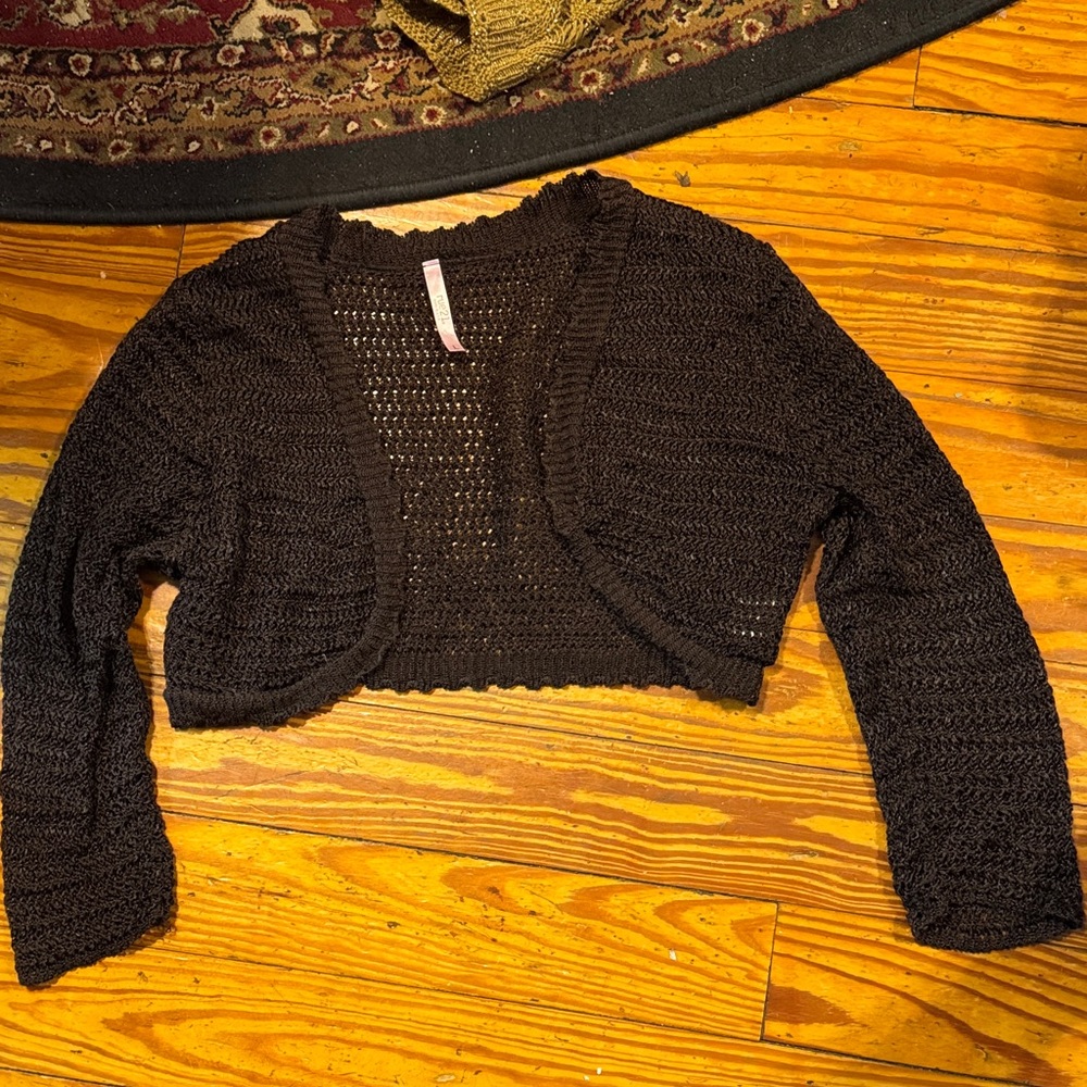 Rue 21 Brown Cropped Knit Sweater long sleeve large